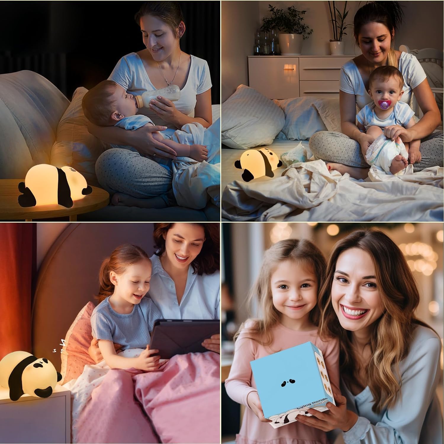 Provide a gentle, comforting glow with this sweet silicone night lamp featuring a cute lying panda design, perfect for kids' rooms and helping with bedtime. Find it at uSmile.toys." www.usmile.toys