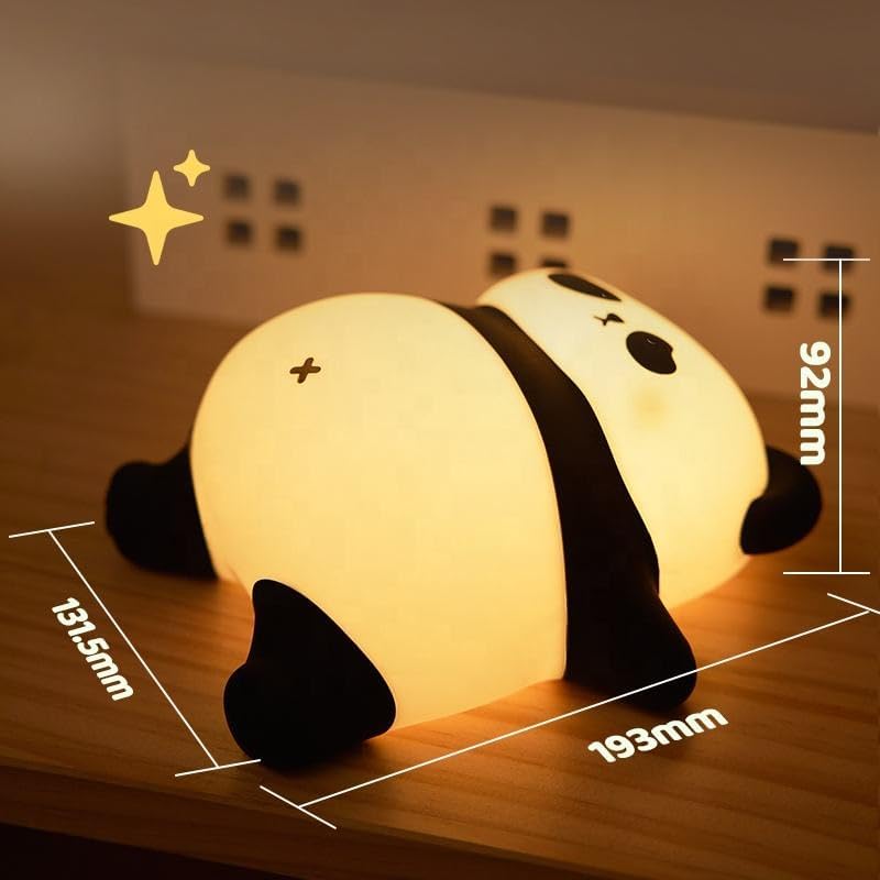Provide a gentle, comforting glow with this sweet silicone night lamp featuring a cute lying panda design, perfect for kids' rooms and helping with bedtime. Find it at uSmile.toys." www.usmile.toys