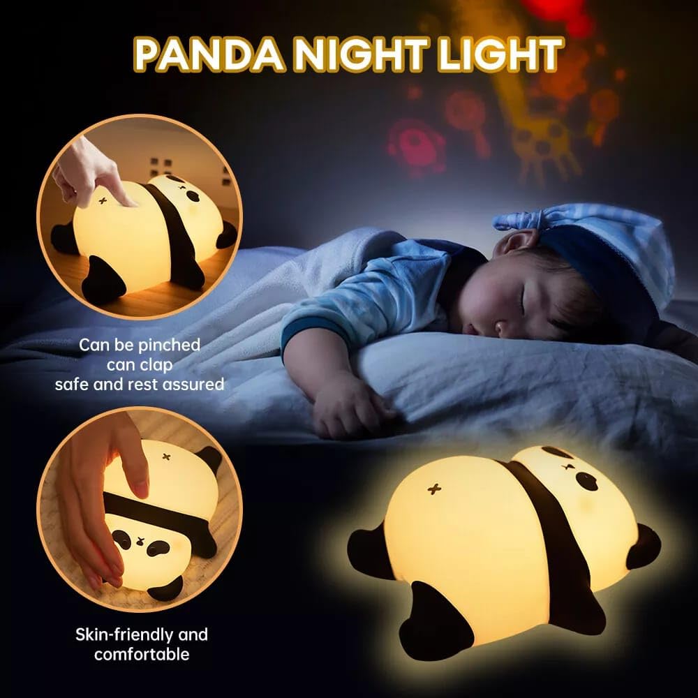 Provide a gentle, comforting glow with this sweet silicone night lamp featuring a cute lying panda design, perfect for kids' rooms and helping with bedtime. Find it at uSmile.toys." www.usmile.toys