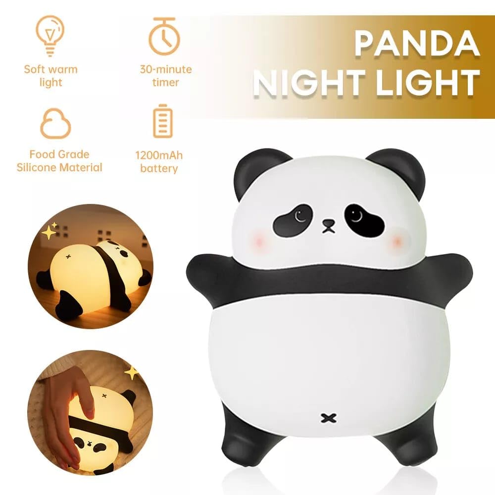 Provide a gentle, comforting glow with this sweet silicone night lamp featuring a cute lying panda design, perfect for kids' rooms and helping with bedtime. Find it at uSmile.toys." www.usmile.toys