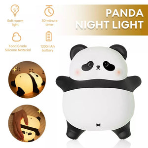 Provide a gentle, comforting glow with this sweet silicone night lamp featuring a cute lying panda design, perfect for kids' rooms and helping with bedtime. Find it at uSmile.toys." www.usmile.toys