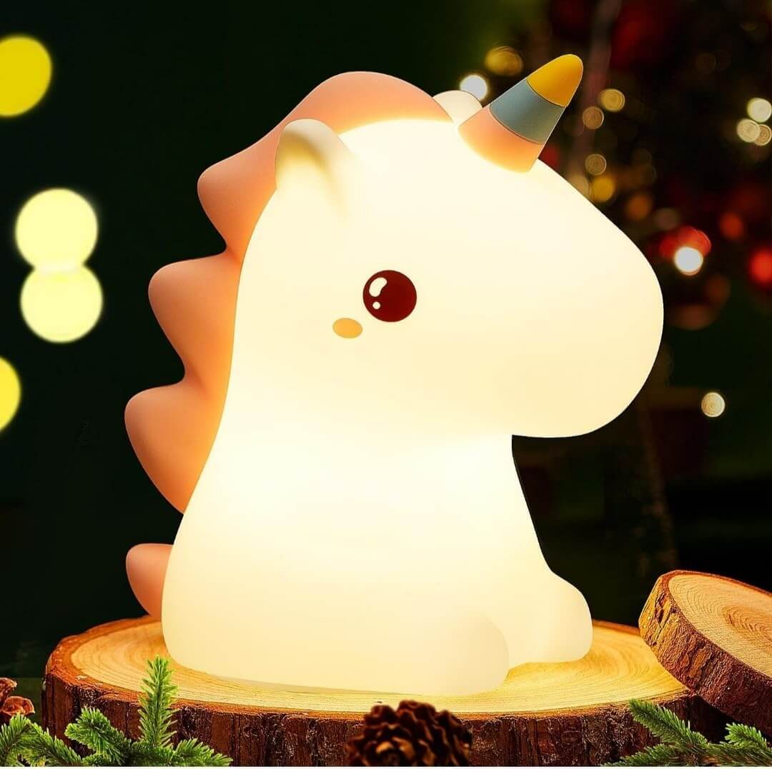 Adorable silicone unicorn night light for kids' bedroom or nursery, soft LED glow www.usmile.com 
