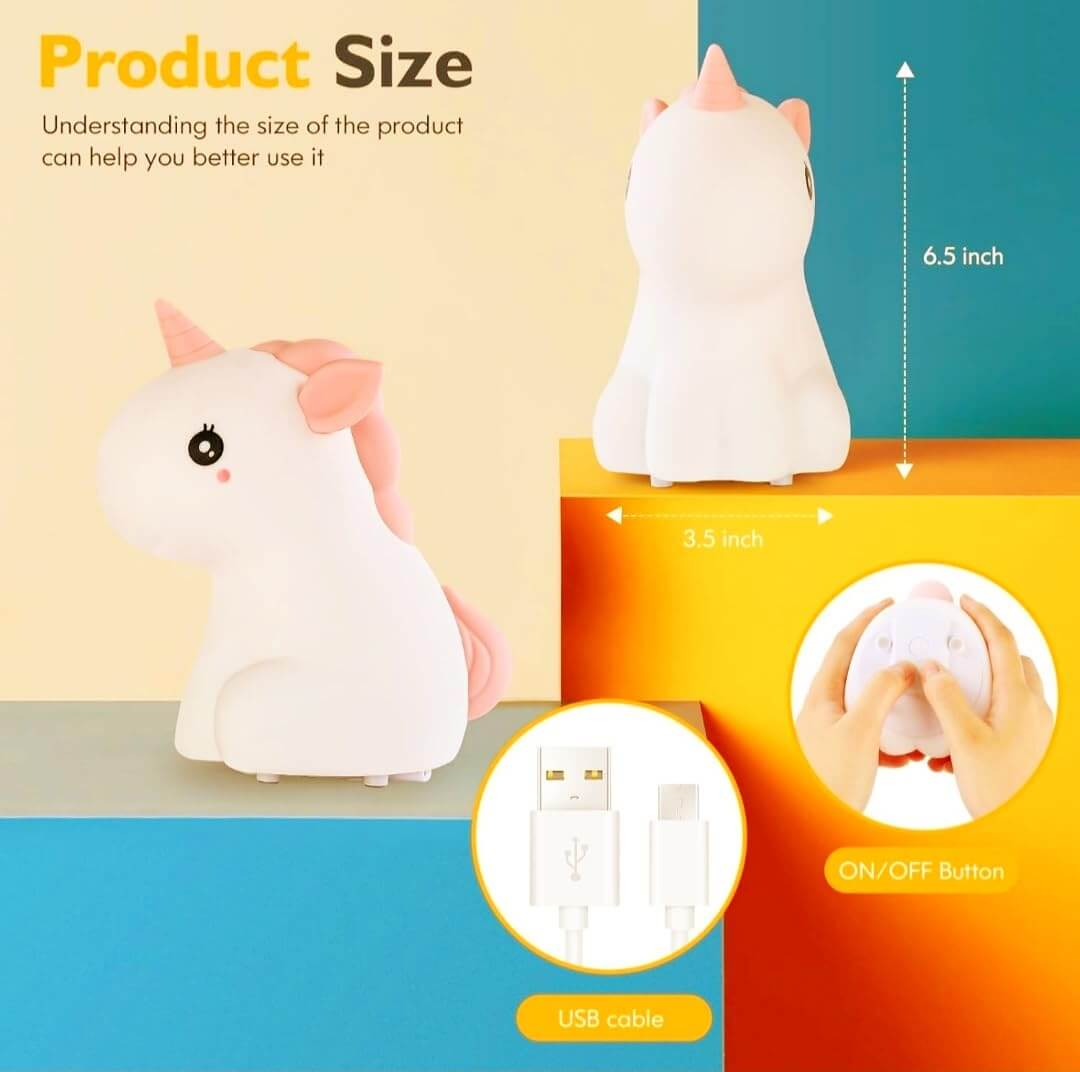 Child-safe silicone unicorn night lamp from U Smile Toys, comforting warm glow
www.usmile.com