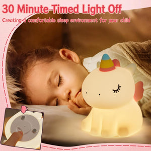 Bring a magical and gentle glow to any child's room with this sweet silicone unicorn night light, perfect for comforting kids at bedtime. Find it at uSmile.toys." www.usmile.toys