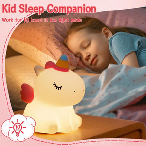 Bring a magical and gentle glow to any child's room with this sweet silicone unicorn night light, perfect for comforting kids at bedtime. Find it at uSmile.toys." www.usmile.toys