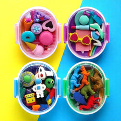Eraser Set for Kids featuring Dessert, Fashion, Space, and Dinosaur themes.
Shop these collectible and 3D novelty erasers at Usmile Toys.