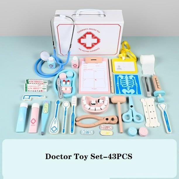"Front view of the product box for a 'Children's doctor toy' by Usmile Toys, a pretend play medical kit designed for young children."