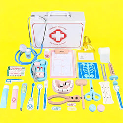 Doctor Kit for Kids Wooden Dentist Set with Working Stethoscope