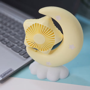 Cute moon and star portable fan, USB rechargeable, ideal return gift from usmile.toys