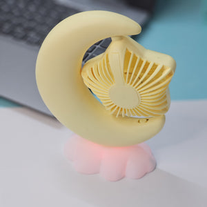 Cute moon and star portable fan, USB rechargeable, ideal return gift from www.usmile.toys