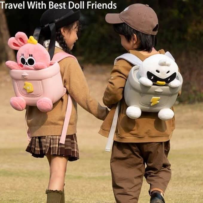 DIY-friendly pink bunny backpack for toddlers and kids, providing ample storage for essentials and a fun design, suitable for kindergarten, day trips, and picnics, available at Usmile Toys.www.usmile.com