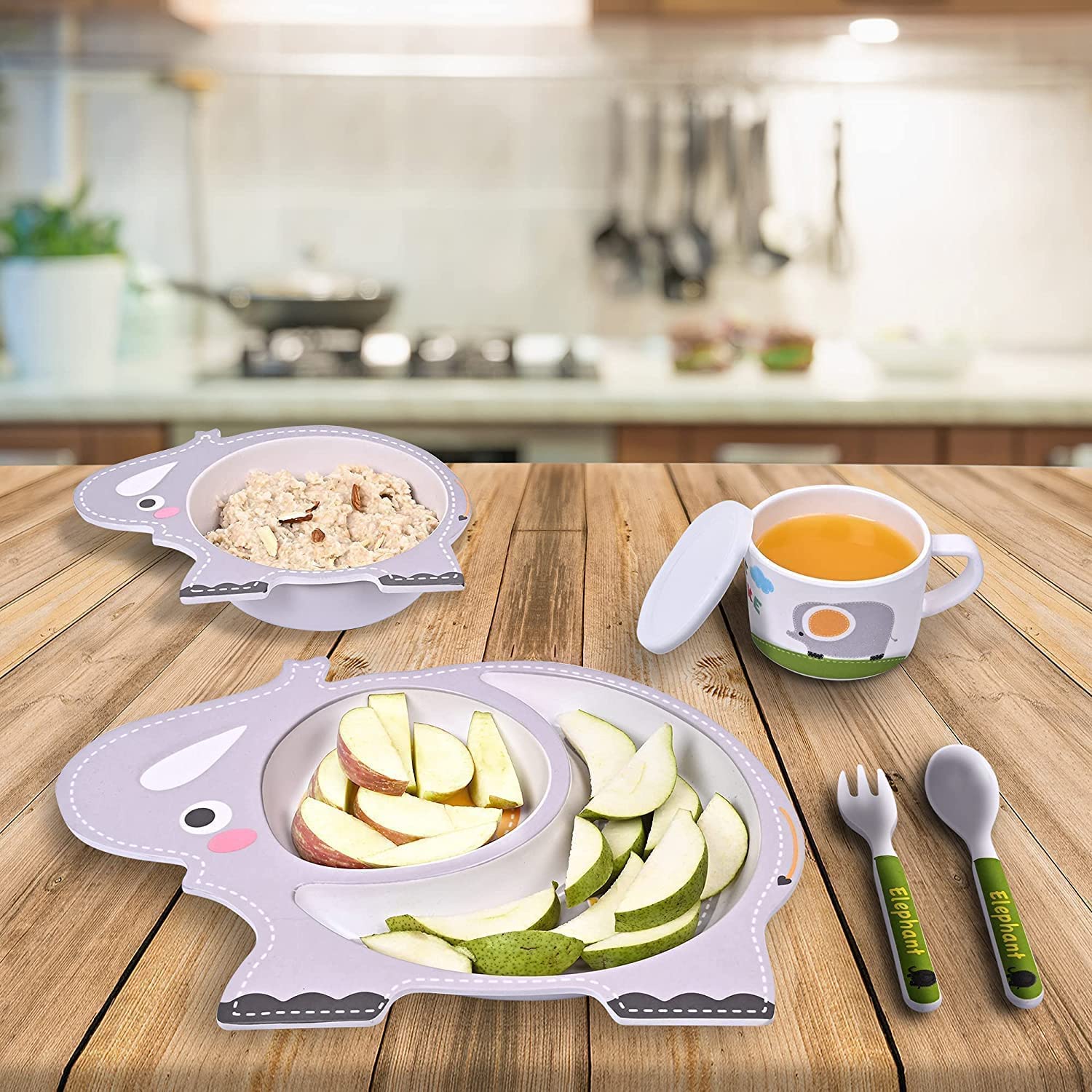 Elephant Kids Tableware Set: Cute cartoon elephant design for fun and healthy mealtimes. Perfect for toddlers and children.
www.usmile.toys