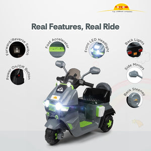 Children's electric scooter with features highlighted Electric Bike for Kids | Electric Ride-On Scooter for Kids 1 to 6 Years www.usmile.toys 