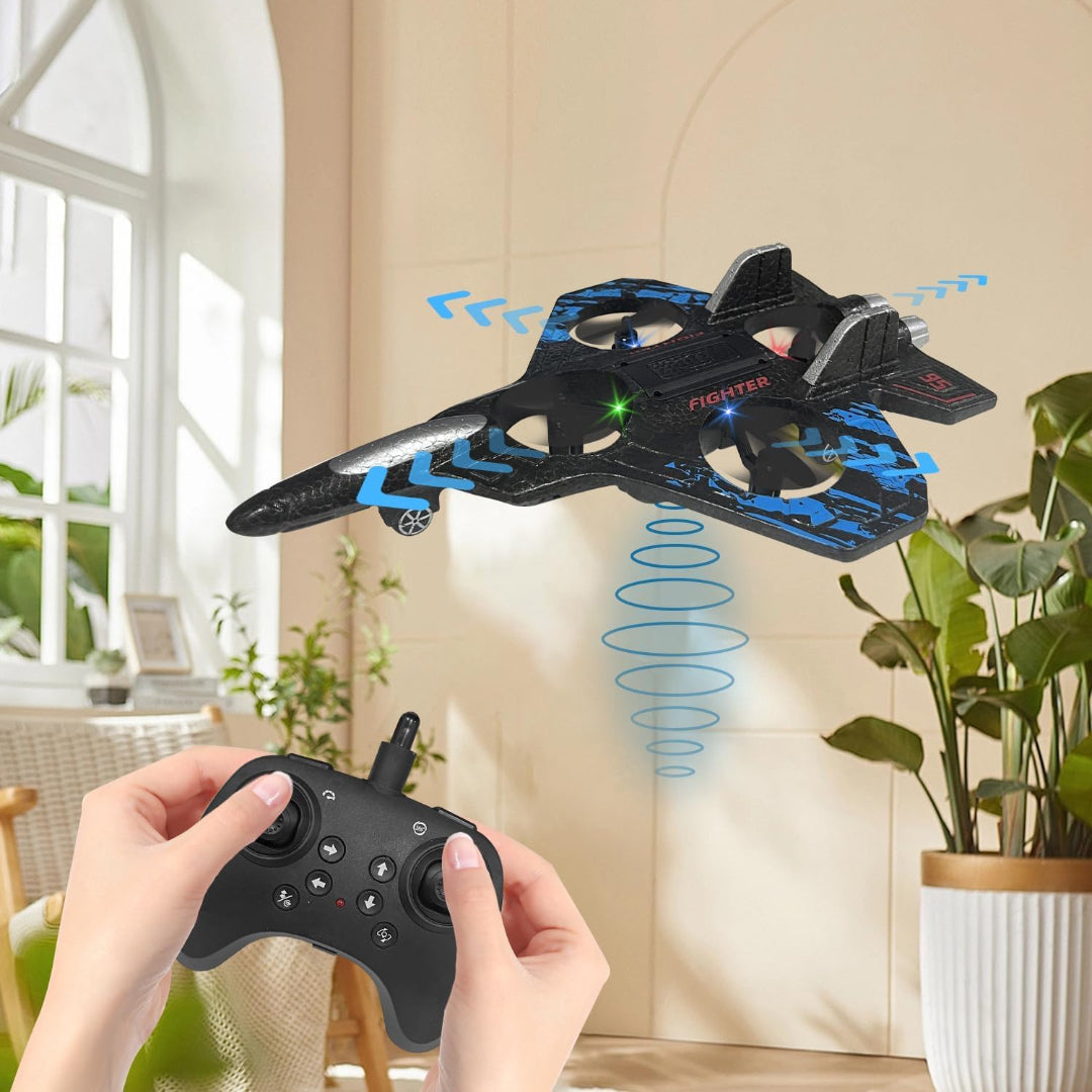 Experience aerial fun with the Fighter RC Plane! This remote-controlled jet toy is perfect for kids and easy to fly. Durable design for indoor/outdoor play. Shop now! www.usmile.toys