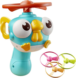 Toy helicopter with an owl design on a white background Flying Saucer for Children, Flying Disc - Outdoor Toys - Family Fun Flying Disc Playset - Interactive Catching Love