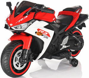 Usmile Toys white Kids Toy Ninja Bike, 12V battery operated electric ride-on motorcycle for children with pink accents WWW.USMILE.TOYS