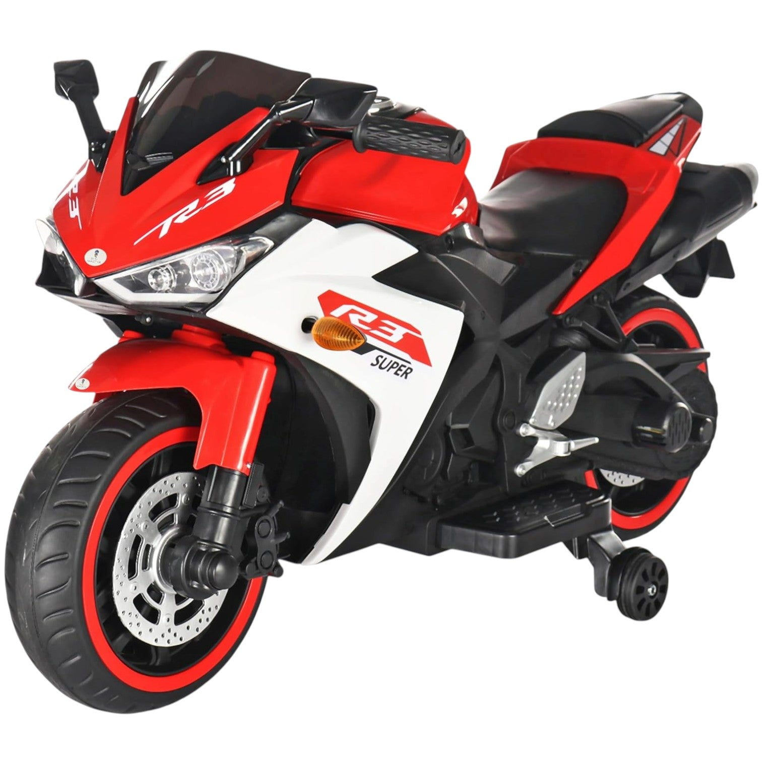 Usmile Toys white Kids Toy Ninja Bike, 12V battery operated electric ride-on motorcycle for children with pink accents WWW.USMILE.TOYS