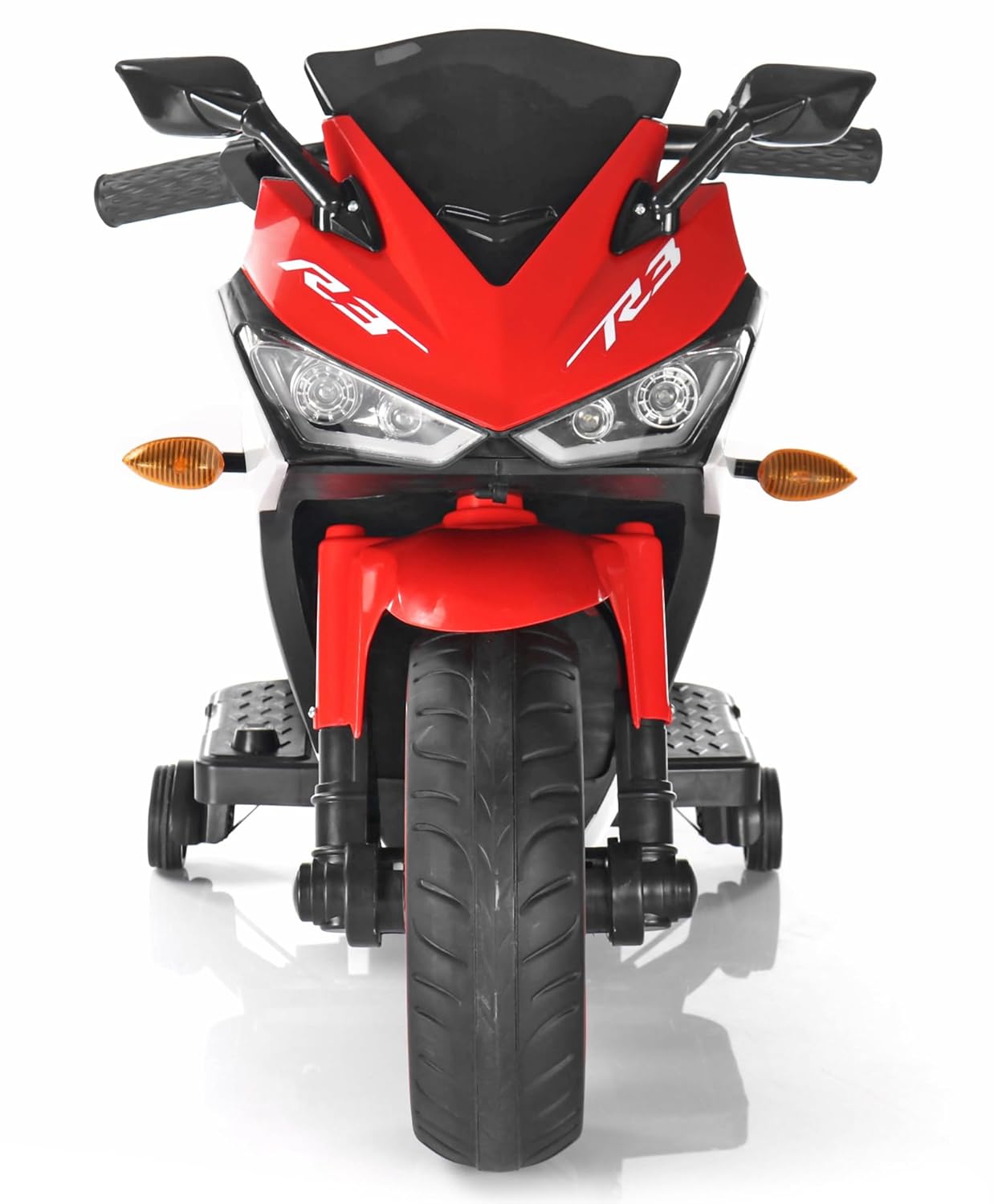 Usmile Toys white Kids Toy Ninja Bike, 12V battery operated electric ride-on motorcycle for children with pink accents WWW.USMILE.TOYS