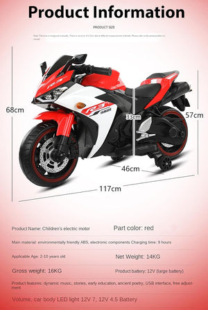 Usmile Toys white Kids Toy Ninja Bike, 12V battery operated electric ride-on motorcycle for children with pink accents WWW.USMILE.TOYS