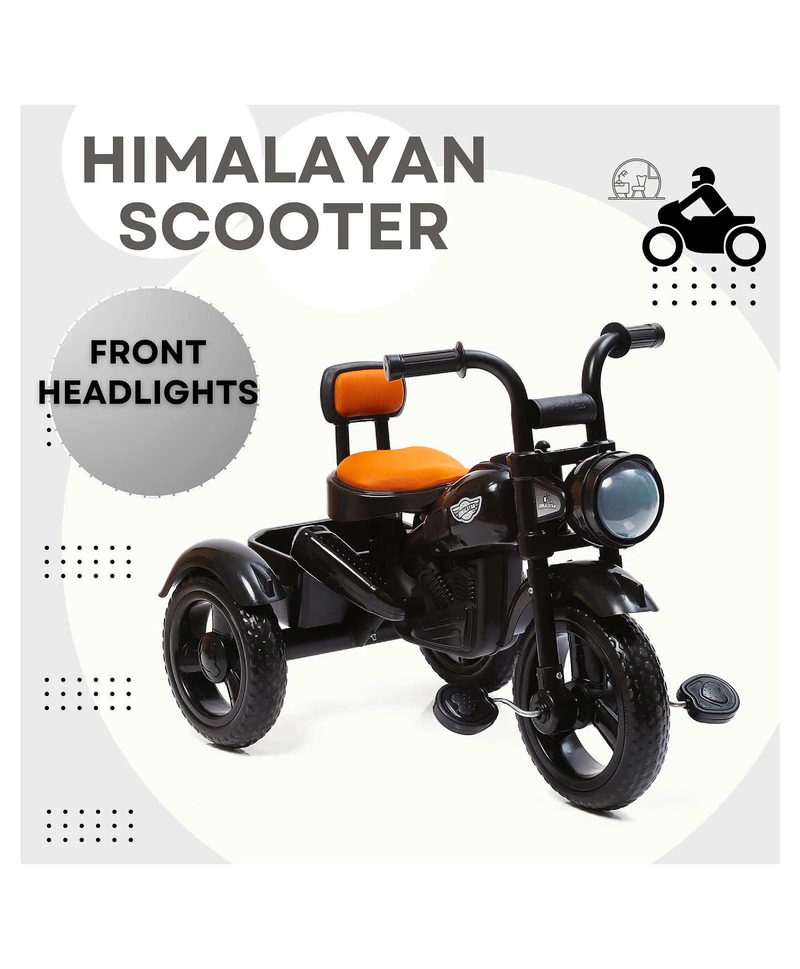 Children's motorcycle-style trike from U Smile Toys, equipped with a comfortable seat and musical features for engaging play. www.usmile.toys