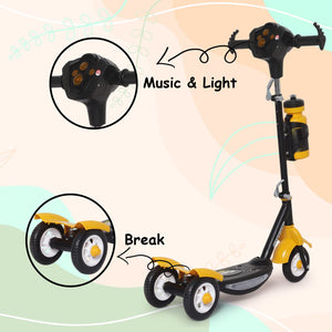 Children's Rush DX kick scooter in black with white wheels and a water bottle attachment, perfect for outdoor adventures and active play
 www.usmile.toys