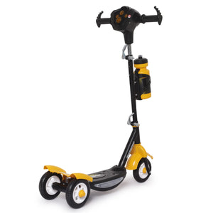 Children's Rush DX kick scooter in black with white wheels and a water bottle attachment, perfect for outdoor adventures and active play
 www.usmile.toys