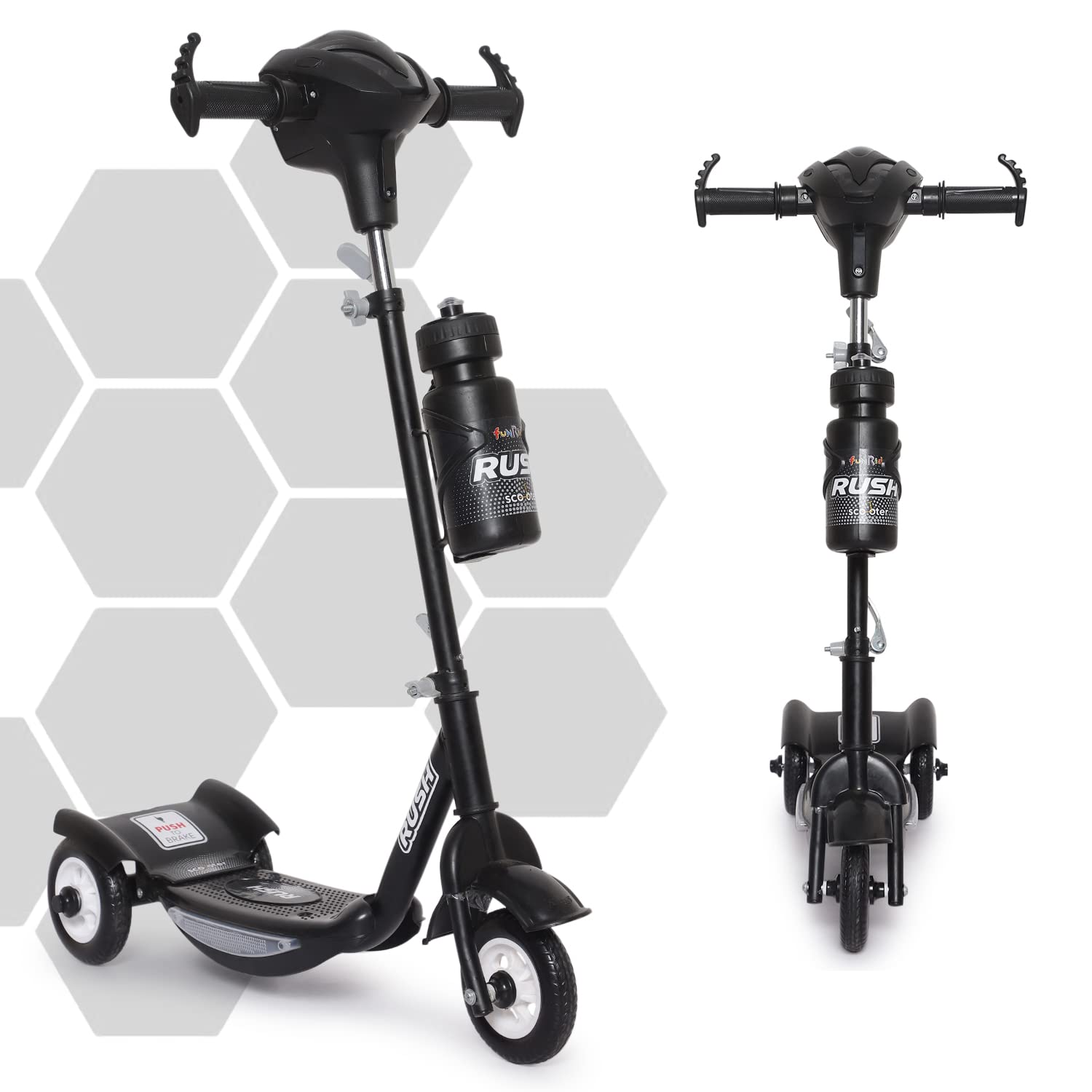 High-quality kids kick scooter with a sturdy frame, water bottle holder, and potential lights on wheels (implied by "with Lights" in title), promoting outdoor activity www.usmile.toys