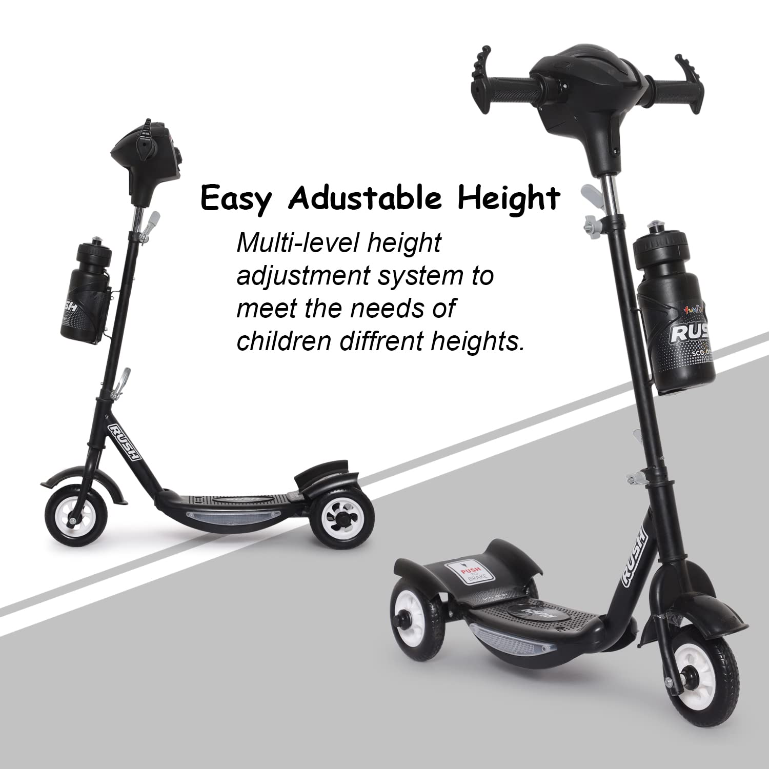 High-quality kids kick scooter with a sturdy frame, water bottle holder, and potential lights on wheels (implied by "with Lights" in title), promoting outdoor activity