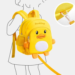 Set of three animal backpacks for kids, duckling design in yellow, navy blue, and pink, lightweight and durable, buy at usmile.toys