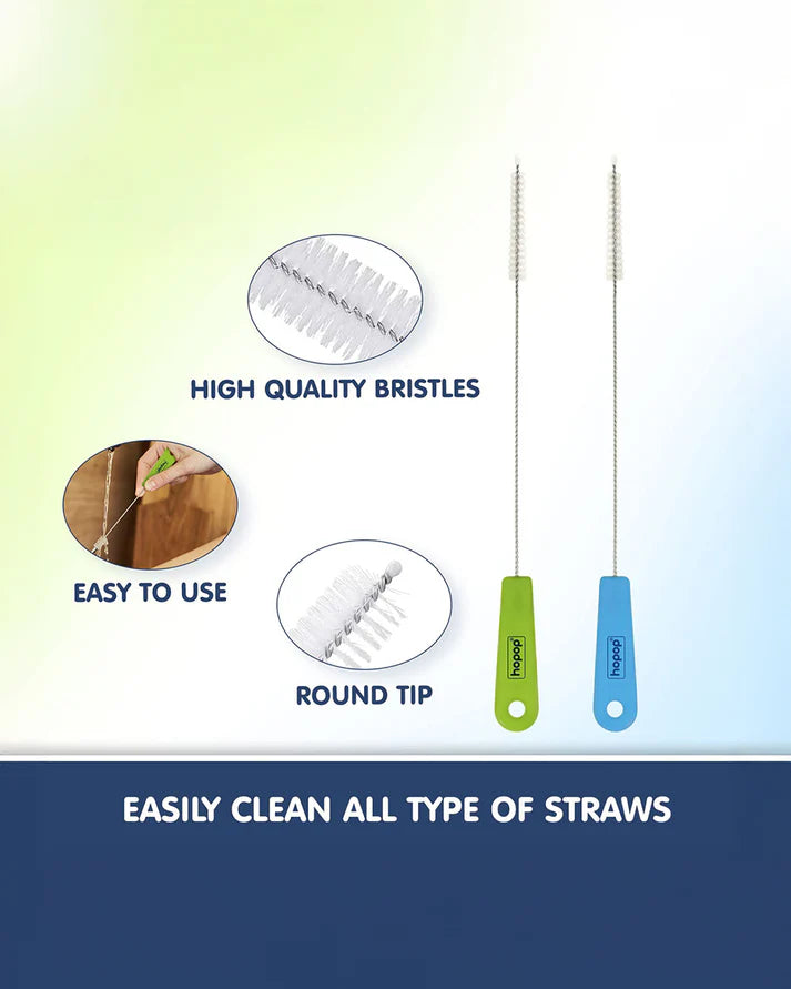 Hopop Easy Straw Cleaning Brush-Stainless Steel | Nylon Bristles