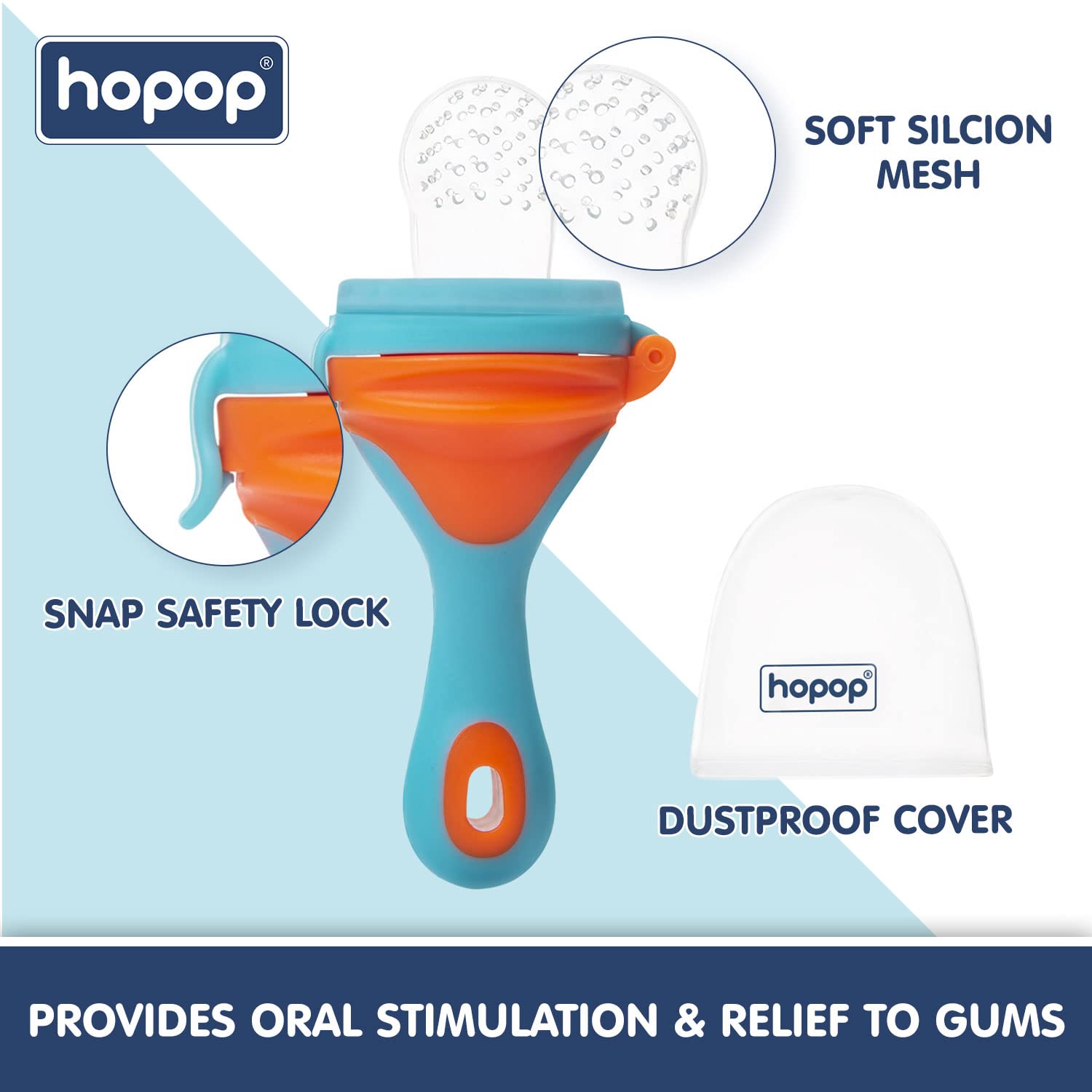 Hopop Silicone Food/Fruit Nibbler with Soft Mesh | Pacifier/Feeder for Infants & Baby | BPA Free | Snap Safety Lock Food Feeder with Protective Cover | Blue & Orange
www.usmile.toys