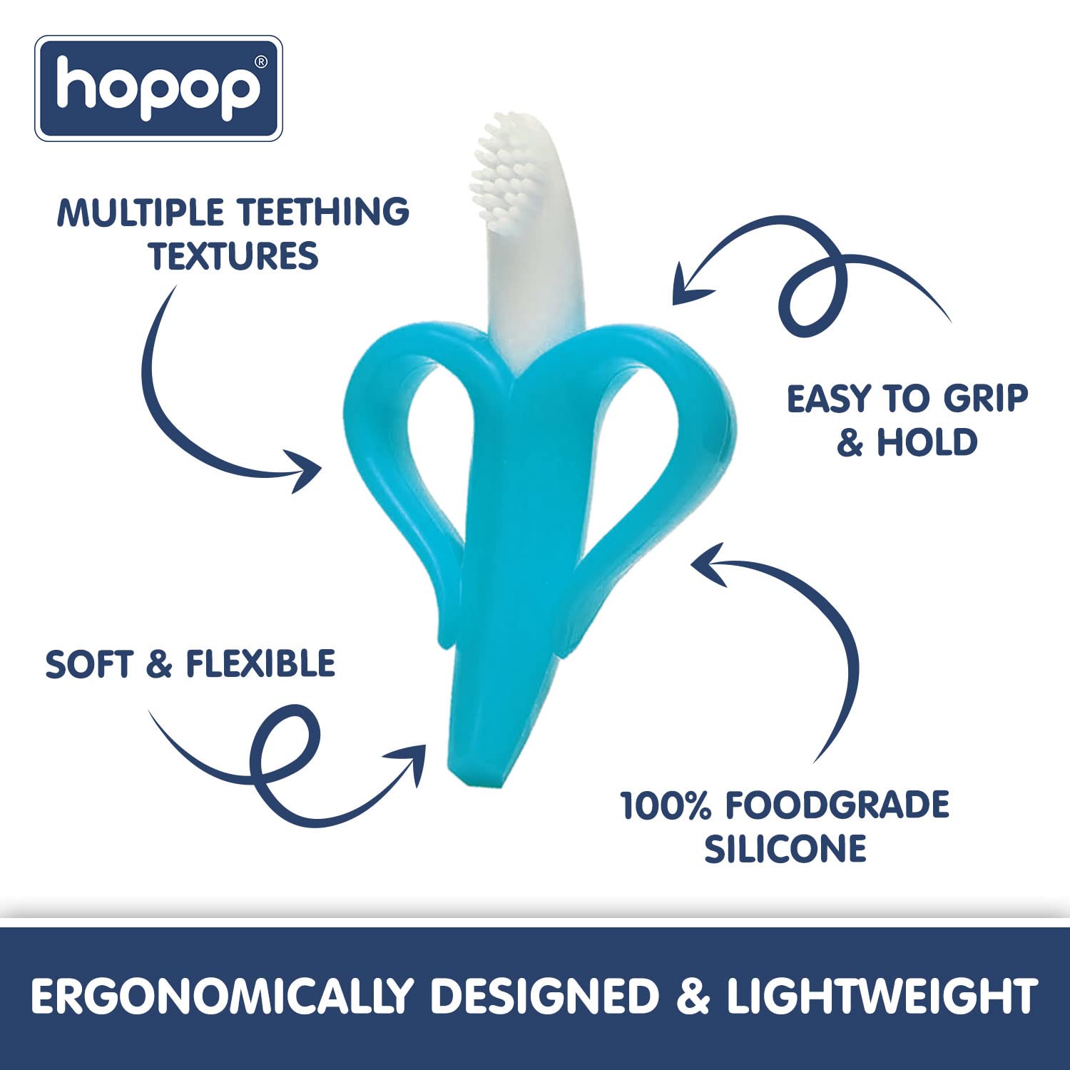 Hopop Silicone Teether for 3 to12 Months Baby | Banana Teether