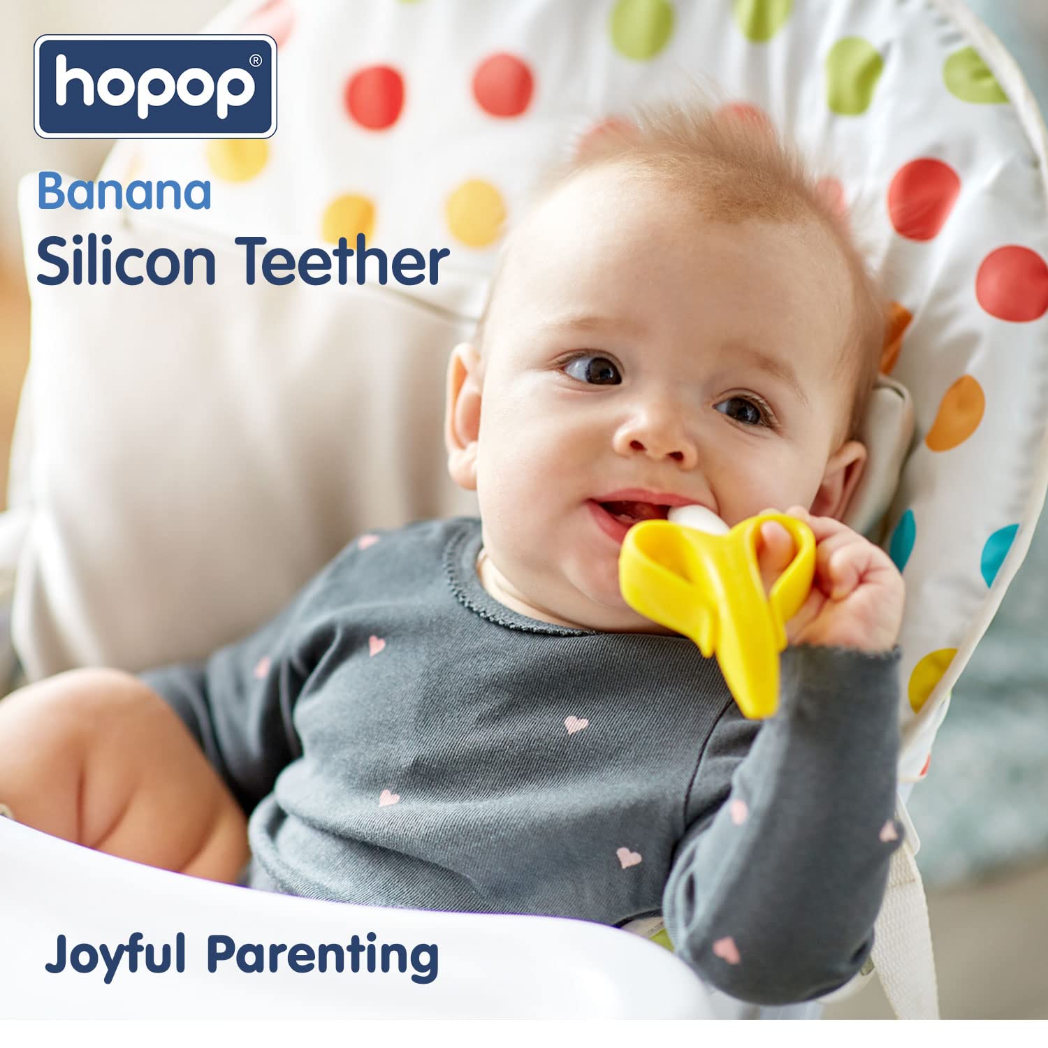 Hopop Silicone Teether for 3 to12 Months Baby | Banana Teether