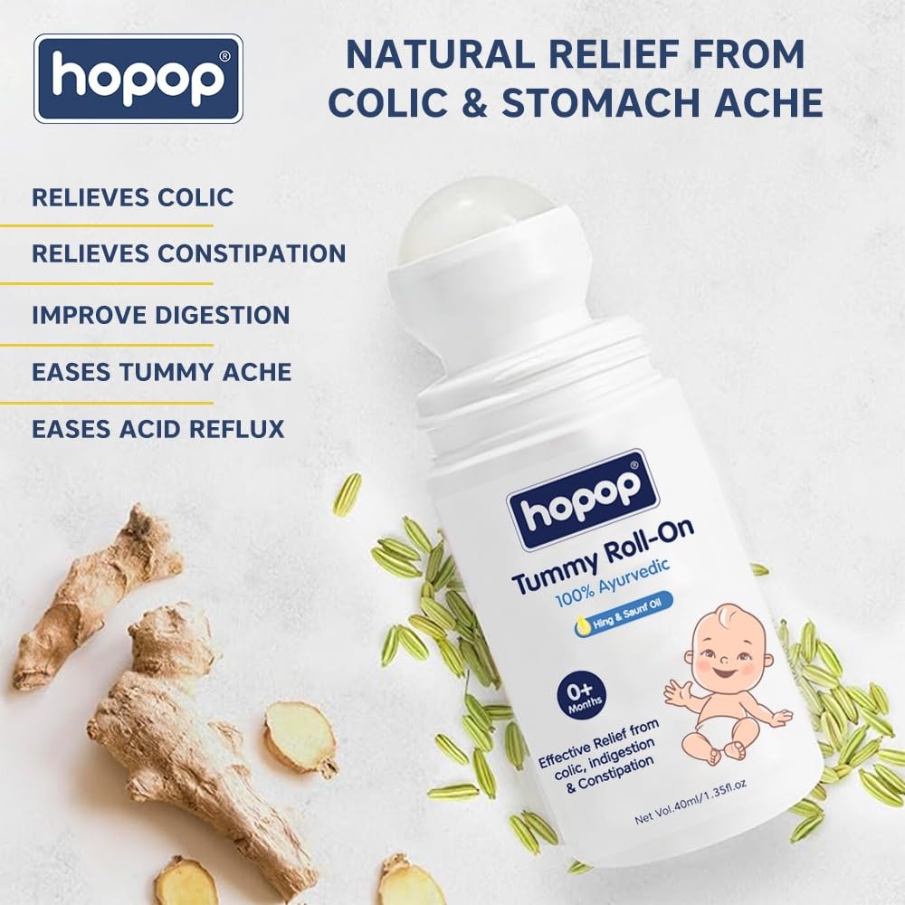 Hopop Tummy Roll On for Baby Colic Relief | with Hing & Saunf Oil