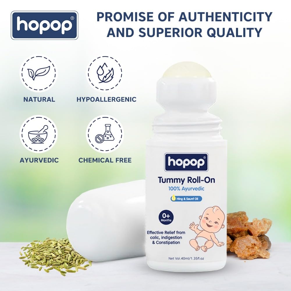 Hopop Tummy Roll On for Baby Colic Relief | with Hing & Saunf Oil