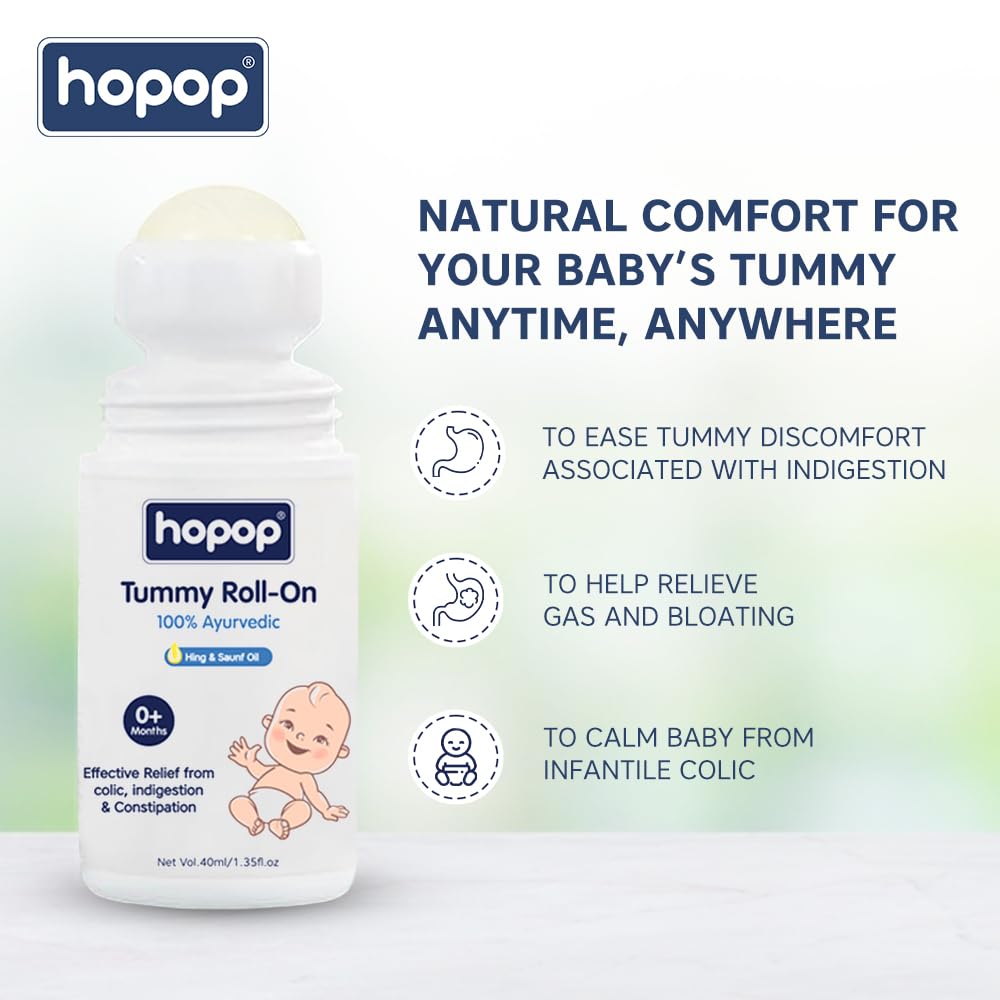 Hopop Tummy Roll On for Baby Colic Relief | with Hing & Saunf Oil
