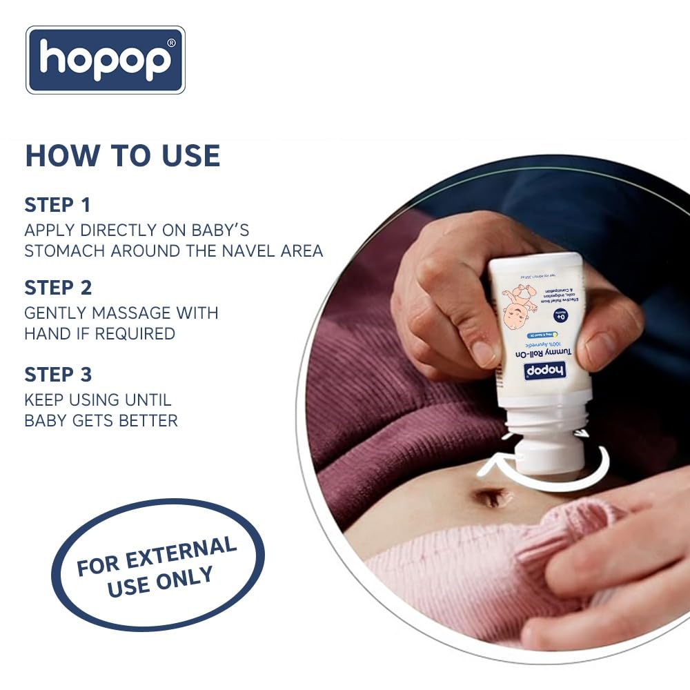 Hopop Tummy Roll On for Baby Colic Relief | with Hing & Saunf Oil
