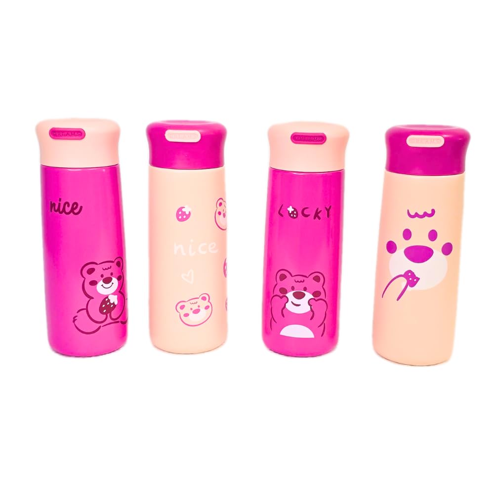 Keep drinks at the perfect temperature with these adorable strawberry bear design insulated stainless steel water bottles, ideal for kids' school or daily use. Fun and practical from uSmile.toys."