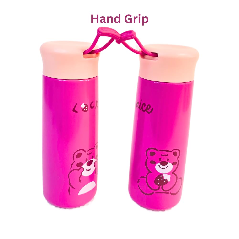 Keep drinks at the perfect temperature with these adorable strawberry bear design insulated stainless steel water bottles, ideal for kids' school or daily use. Fun and practical from uSmile.toys."