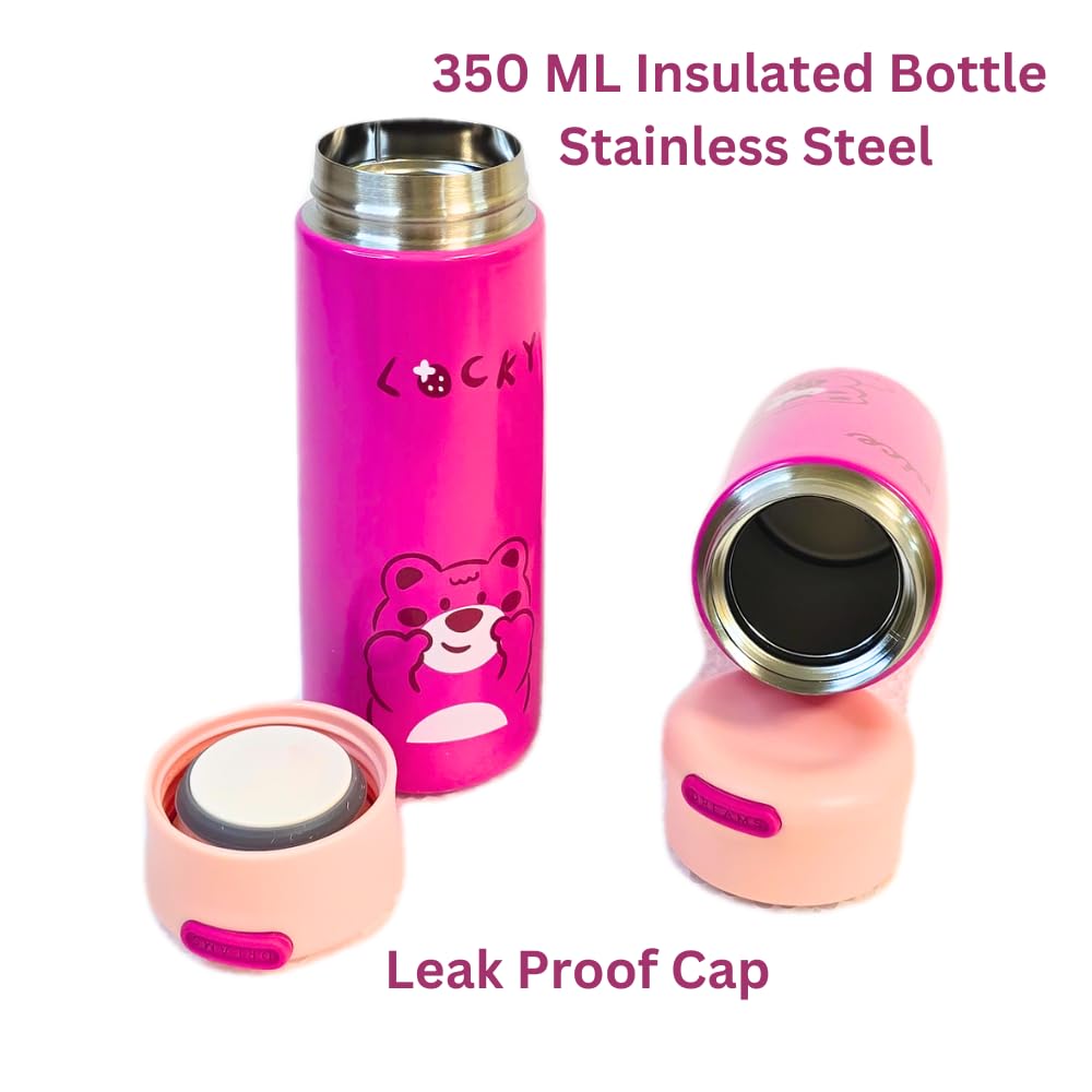 Keep drinks at the perfect temperature with these adorable strawberry bear design insulated stainless steel water bottles, ideal for kids' school or daily use. Fun and practical from uSmile.toys."