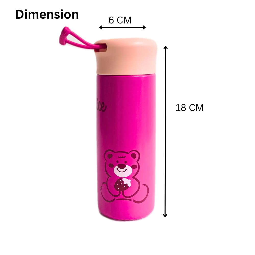 Keep drinks at the perfect temperature with these adorable strawberry bear design insulated stainless steel water bottles, ideal for kids' school or daily use. Fun and practical from uSmile.toys."