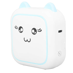 Compact and cute portable printer for kids, featuring a friendly face and ink-free printing www.usmile.toys