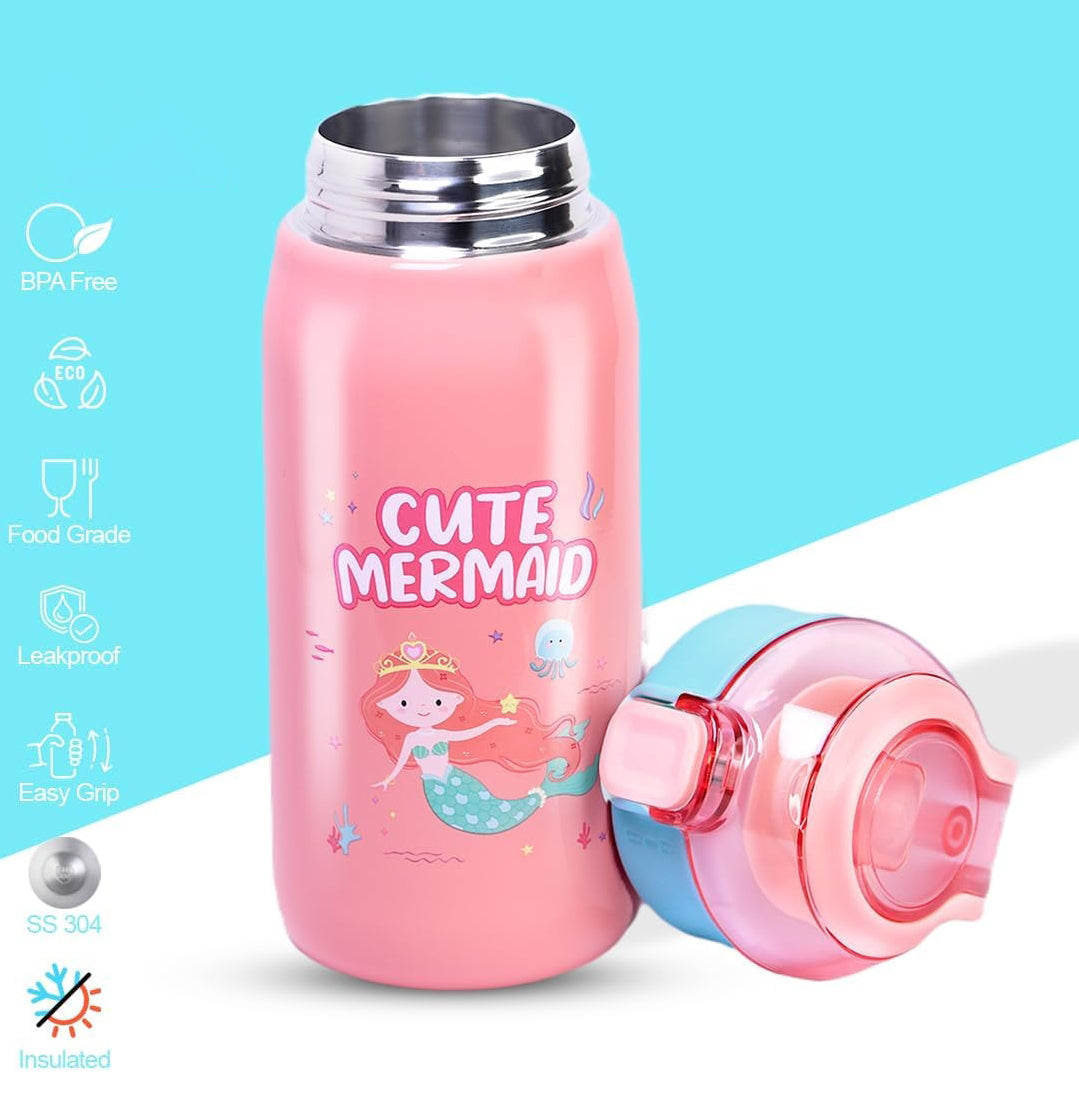 "Keep drinks perfectly warm or cool with this anti-leak insulated stainless steel sipper bottle for kids, adorned with an enchanting 'Magic Dream' unicorn design. Ideal for school and travel from uSmile.toys." www.usmile.toys