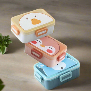 Stackable cartoon animal lunch containers for children, made of insulated plastic for school meals and snacks www.usmile.toyd
