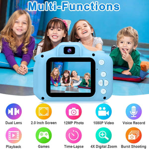 U Smile Toys kids digital camera in light blue with a 2-inch display, ideal for young photographers. www.usmile.toys