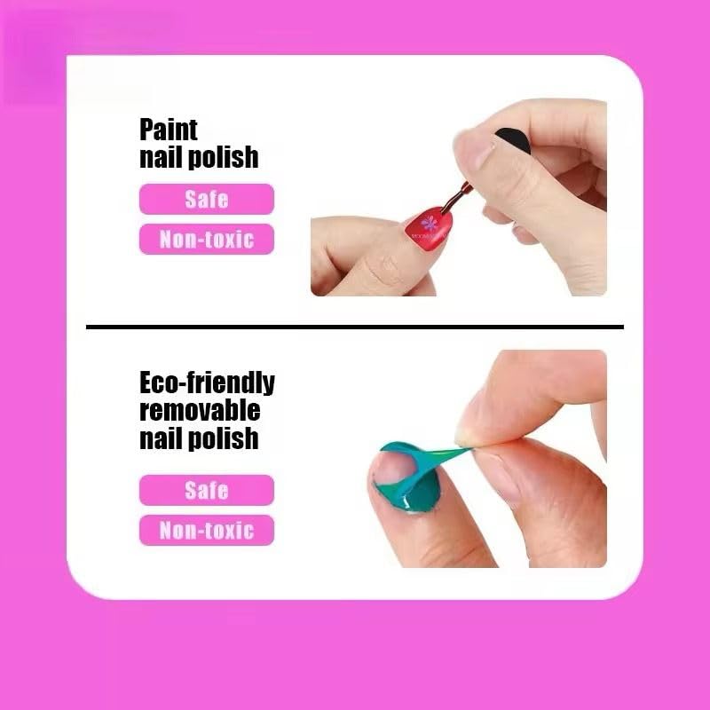 Colorful box for a Kids Nail Art Set by Usmile Toys, featuring a young girl, nail polish bottles, and a manicure tablet for DIY nail design." www.usmile.toys