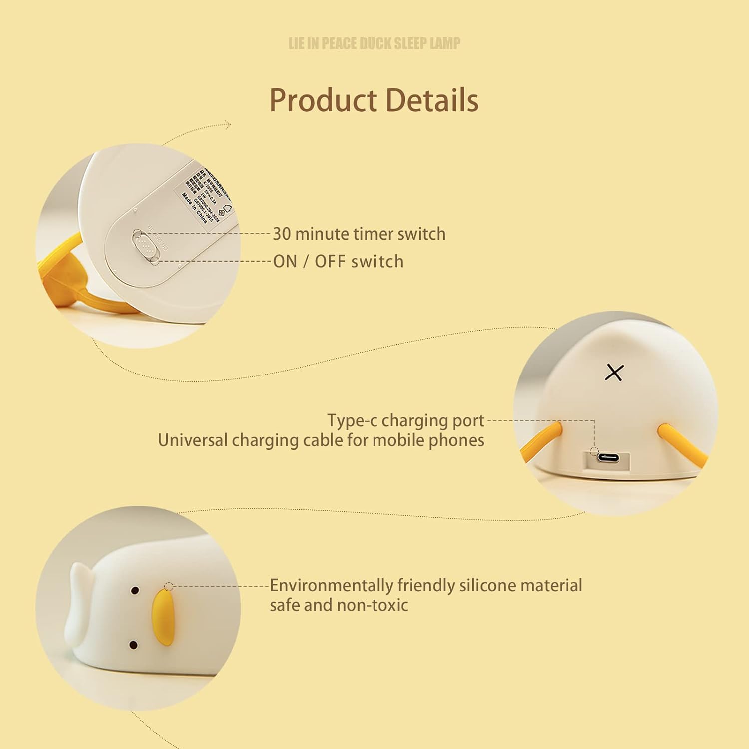 Provide a gentle, comforting glow with this sweet silicone night lamp featuring a cute lying duck design, perfect for kids' rooms and helping them drift off to sleep. Find it at uSmile.toys."