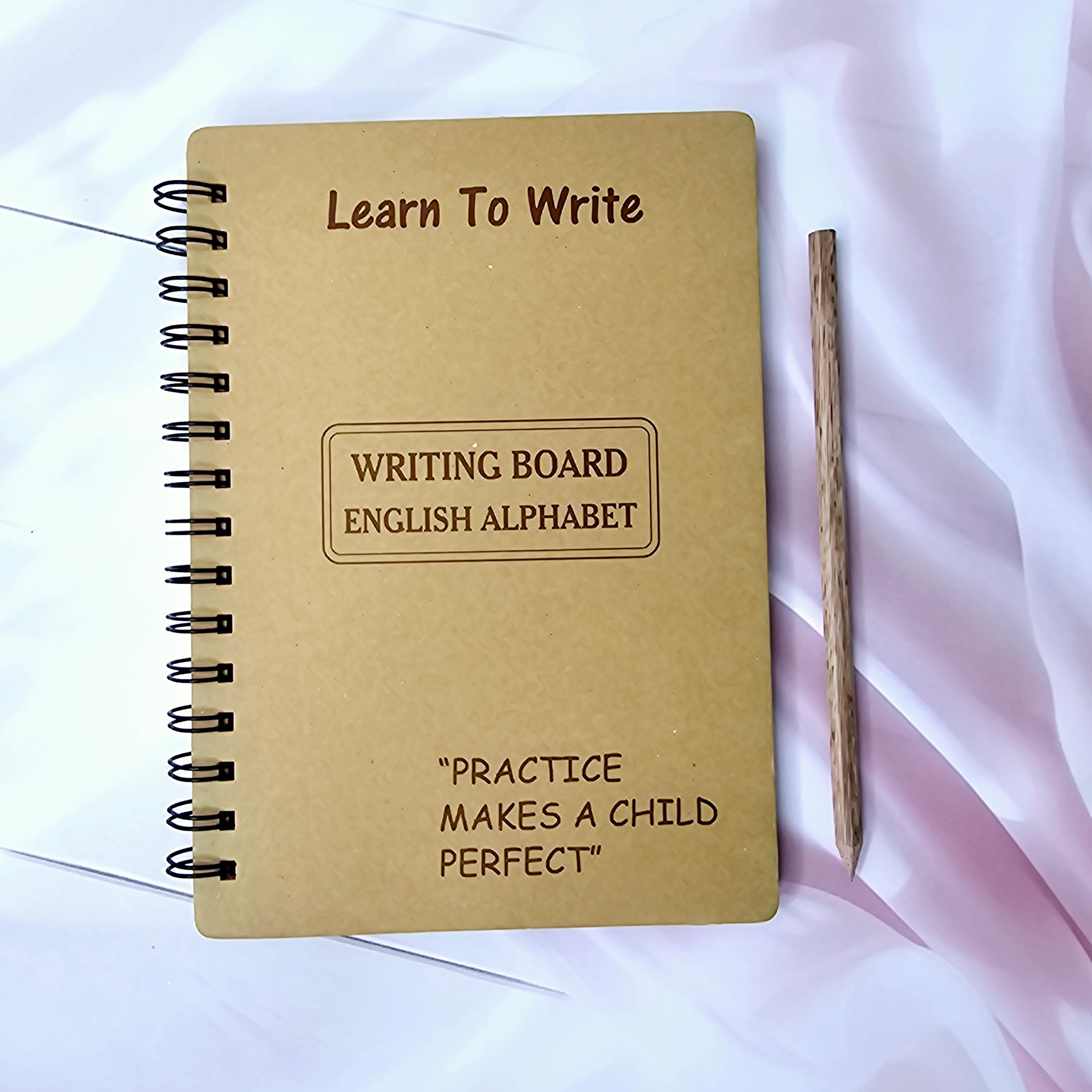 Learn to Write English Alphabet tracing board for kids with "Practice Makes a Child Perfect" motto and stylus. www.usmile.toys