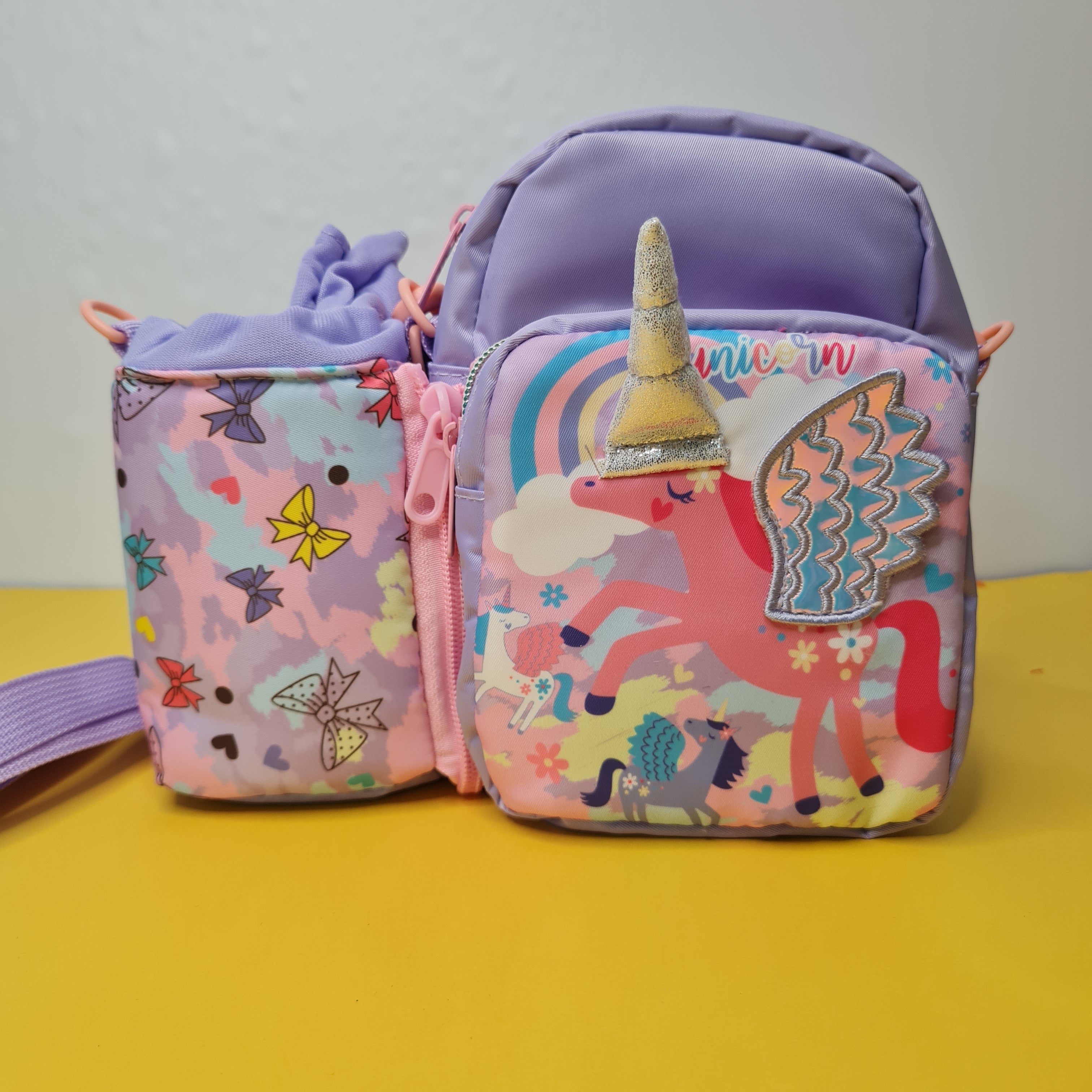 Children's navy blue and orange lunch bag set with 