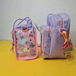 Children's navy blue and orange lunch bag set with "SPACE" astronaut and planet print, ideal for tiffins and water bottles. www.usmile.toys